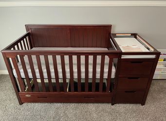 Graco Hadley 5-in-1 Convertible Crib & Changer with Toddler Transitional Safety Guardrail, Espresso