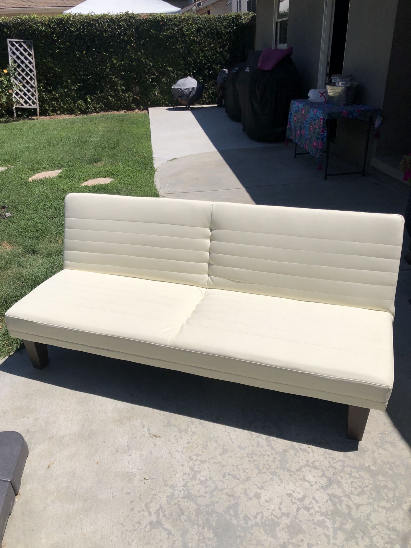 White Faux Leather Futon