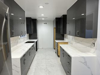 Flat Grey Glossy European Style Cabinets 