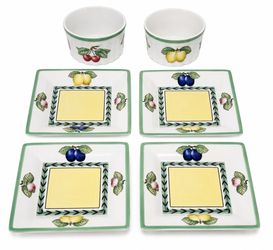 Villeroy & Boch French Garden Fleurence 6-Piece Lot – 4 Square Plates & 2 Ramekins – Made in Germany