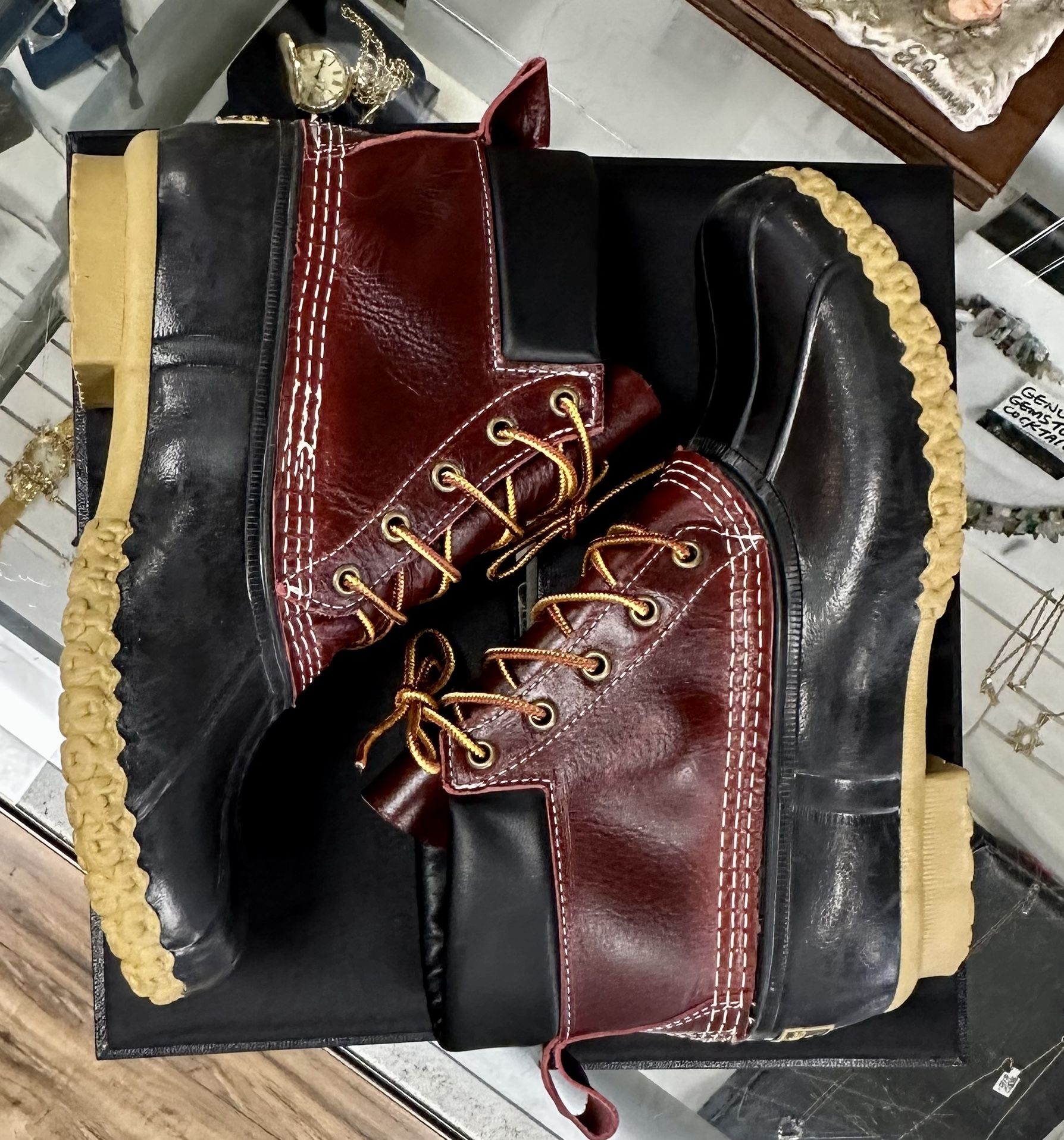 L.L.Bean Women's Small Batch Rare Rubber Duck Boots, 6" Padded Collar Sz 8M $228