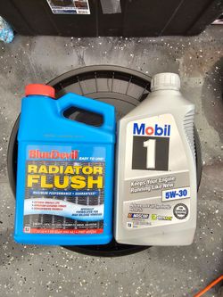 Mobil 1 5W-30 Full Synthetic Motor Oil and BlueDevil Radiator Flush