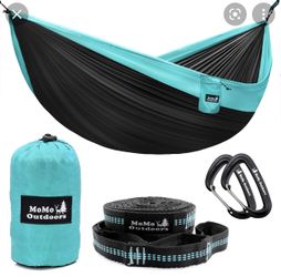 Lightweight Double Camping Hammock – Adjustable Tree Straps & Ultralight Carabiners Included – Two Person Best Portable Parachute Nylon Hammocks for H