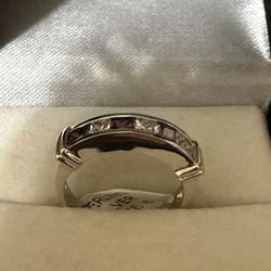 Women’s Sterling Silver .925 CZ Amethyst Ring Size 6 New W/Tags