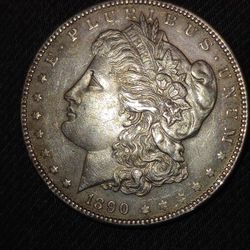 1890 Very Fine Morgan Silver Dollar Color Tinted