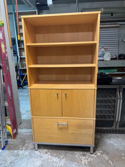Office Storage Cabinet – Bookshelves, Doors & Hanging File Drawer