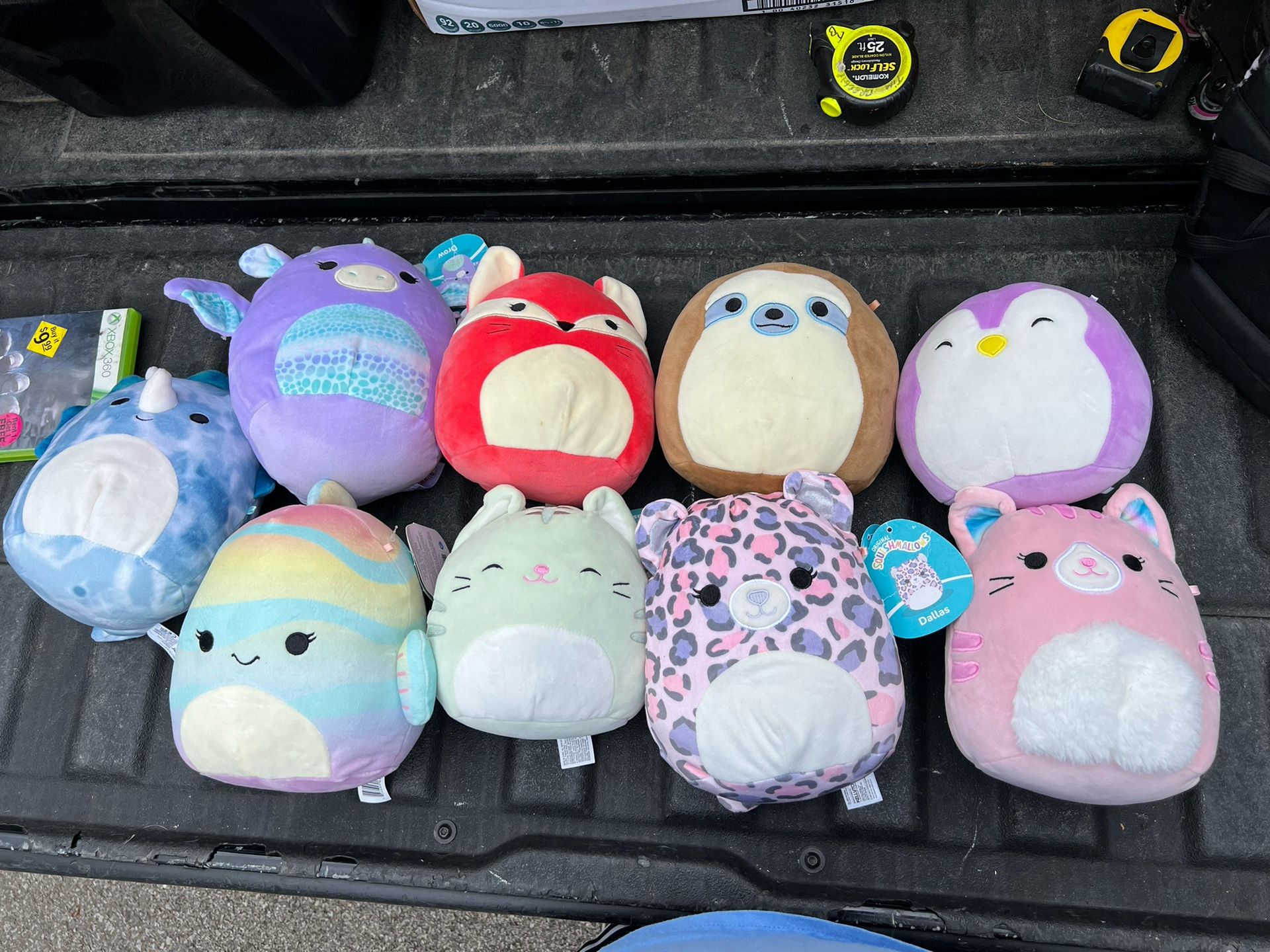 Lot of 9 Squishmallows Plush Toys, Assorted Animals, Great Condition, 8””-10” 
