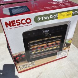 NESCO 8-Tray Stainless Steel Food Dehydrator – Digital Timer, Temp Control, Inner Light, Drip Tray – Jerky, Fruit, Herbs, Dog Treats, 650W, BPA-Free 