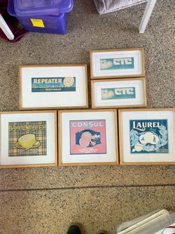 6 Framed California Citrus Crate Label Prints