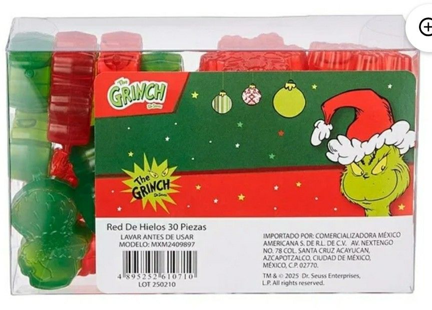 New the grinch set of reusable plastic ice cubes