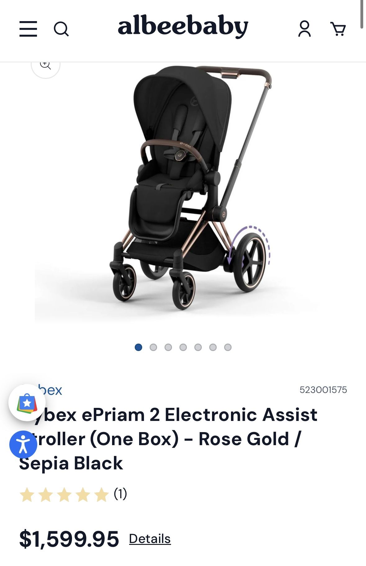Cybex ePriam 2 Electronic Assist Stroller - Rose Gold / Brown / Deep Black