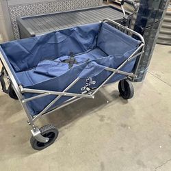 New Canvas Wagon with Wheels Foldable, Collapsible Folding Wagon Utility Cart Foldable Heavy Duty Al