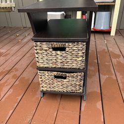 Dark wood end table w/ storage (Modern farmhouse)