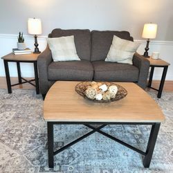 Newly Refinished Ashley Furniture Coffee Table And 2 End Tables Set