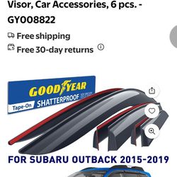 Goodyear Shatterproof Window Deflectors for Subaru Outback 2015-2019 Rain Guards, Window Visors