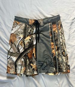 Camo Board Shorts with Gray Panels