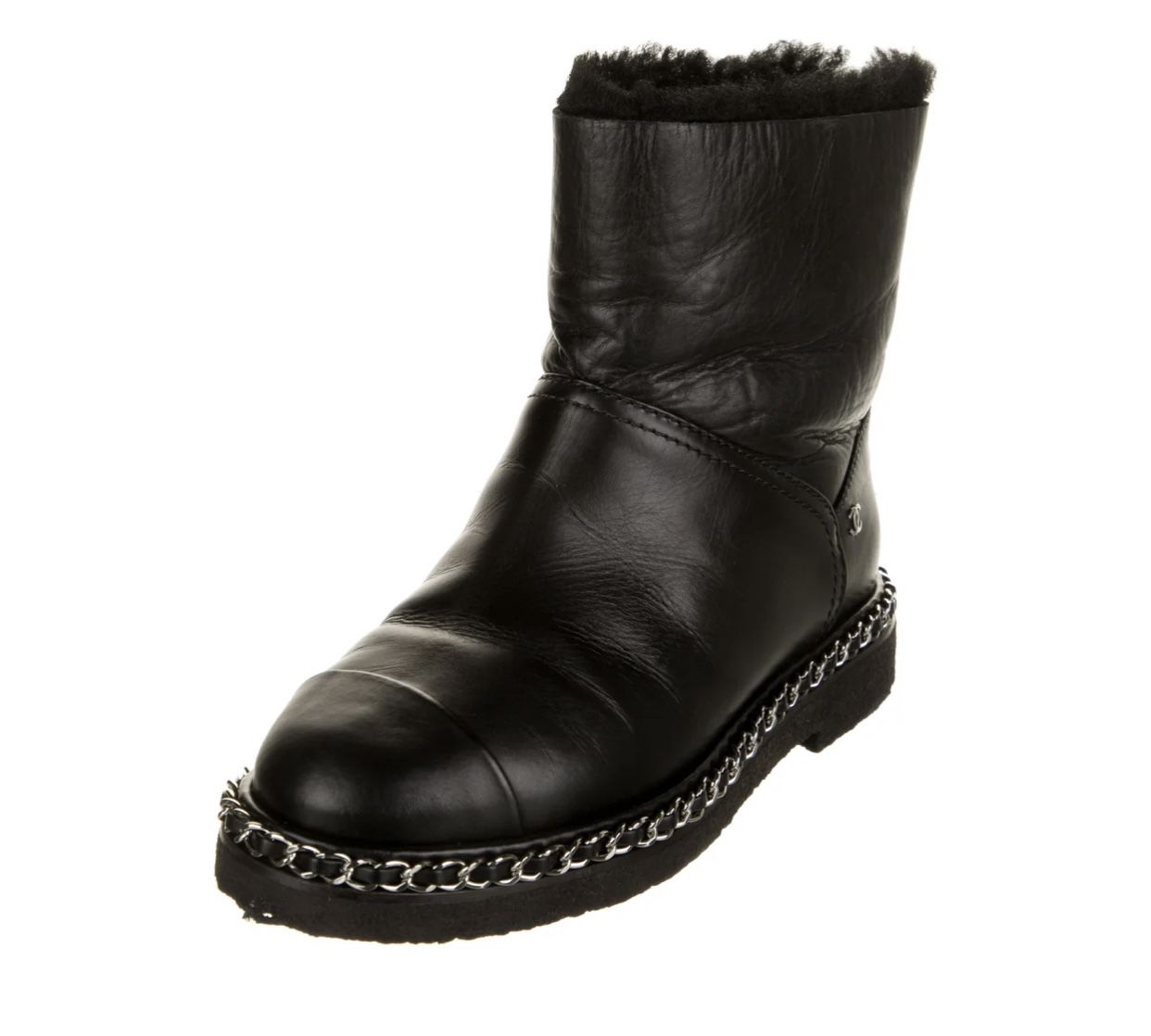 Chanel Interlocking CC Logo Boots - Black Boots, Shoes - CHA908095