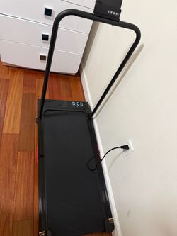 Black Compact Treadmill with Handlebar