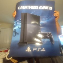 $5.00, OFFICIAL PS4 SYSTEM GREATNESS AWAITS PROMO POSTER, READ THE DESCRIPTION 