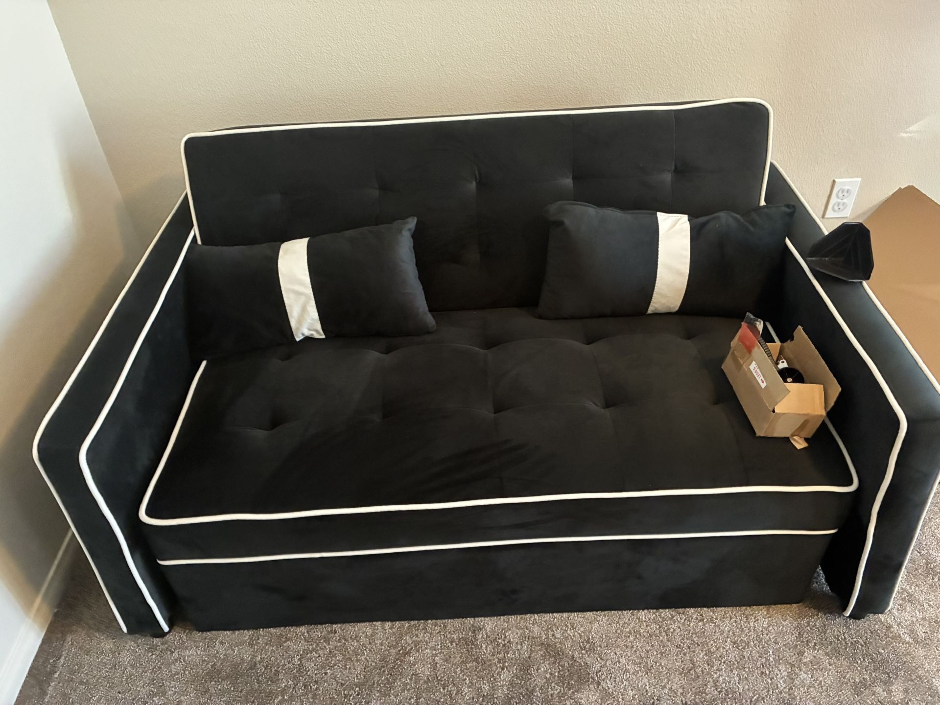 3 in 1 Convertible Sofa Bed Couch, 54.5" Velvet Pull Out Sofa Bed with Adjustable Backrest, Loveseat Sleeper with 2 Pillows & 2 Pockets, Futon Couch f
