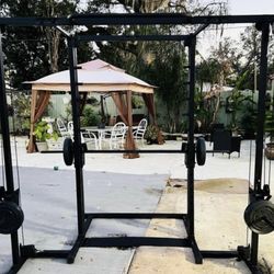 Smith machine rig power cage with cable cross system