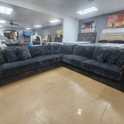 Dark Grey JUMBO CURDOROY SECTIONAL 128 X128 LOWEST PRICES HERE
