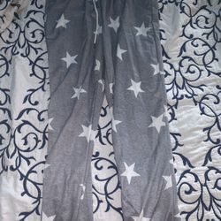Gray Drawstring Joggers with White Stars