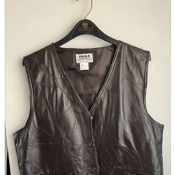 Men’s Brown Leather Vest Large