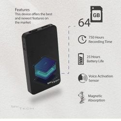 64GB Digital Voice Recorder, Voice Activated Recorder with 750 Hours Recording Storage, 25 Hours Long-Lasting Battery, Elegant Magnetic Case, Recorder