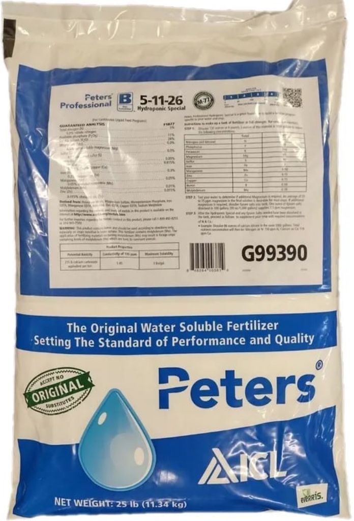 Peters Professional 5-11-26 Hydroponic Special fertilizer 25 lb.