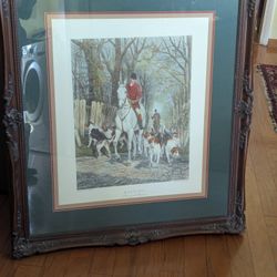 Fox Hunting color lithograph of an engraving of a painting by E.A.S. Douglas (1(contact info removed)) titled “Morning” 