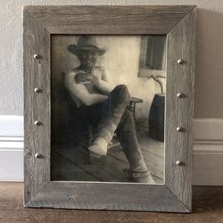 Lonesome Dove Gus On Porch Art Print With Large Nailhead Wood Frame