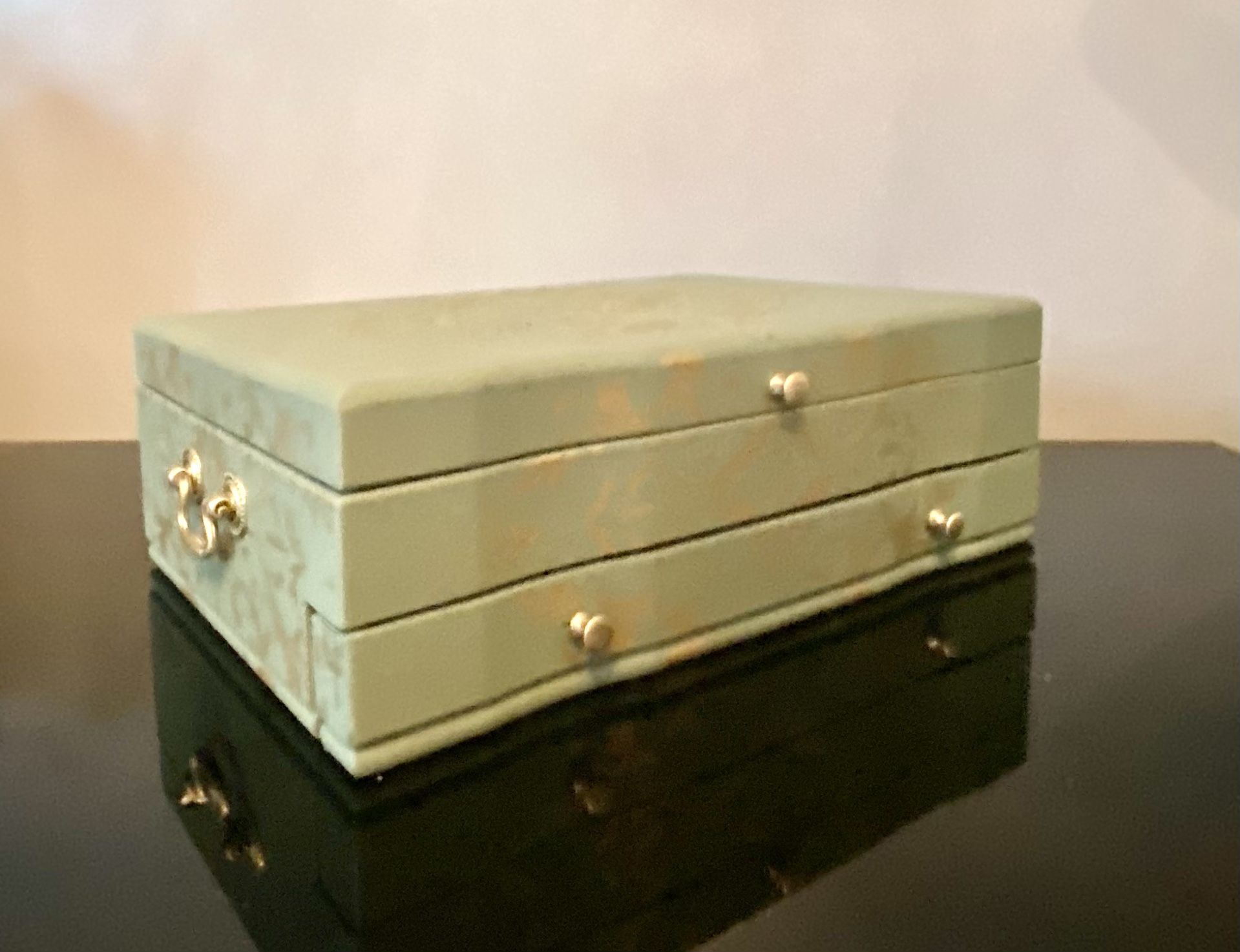 Painted Vintage Light Green Jewelry Box