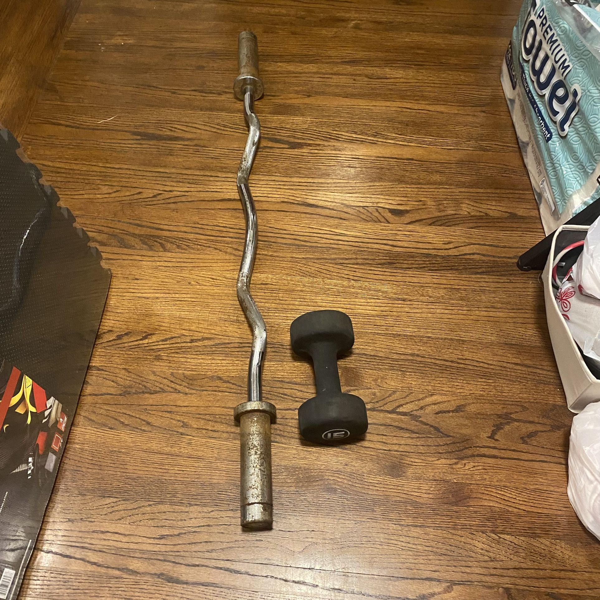 Olympic Curl Bar And Dumbbell 