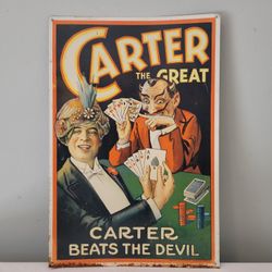 Carter The Great Beats Devil Metal Sign Magician Poker