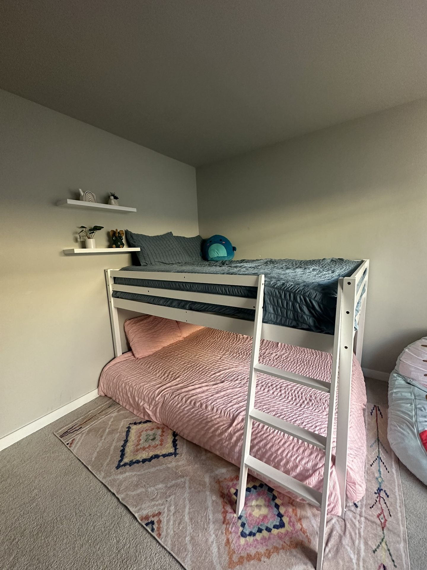 White Wooden Full Size Low Loft