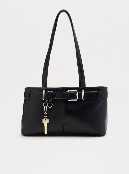 Madeline Faux Leather Handbag - Black