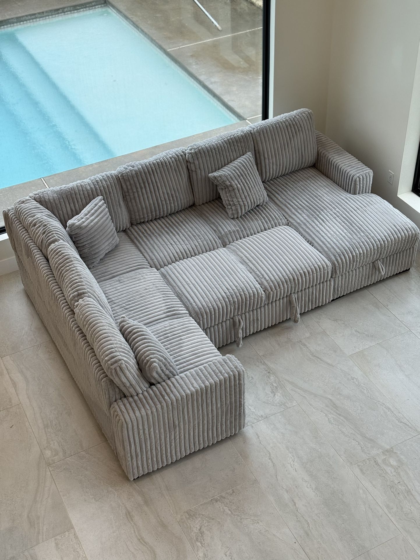 New Gray Creme Sleeper Sectional