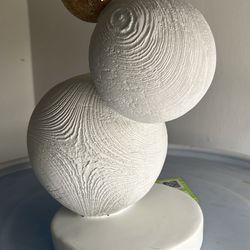 Modern Abstract 3D Modeled White Gold Spheres Plastic Sculpture Statue
