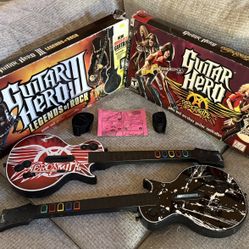 PlayStation 3 PS3 Guitar Hero Guitars Lot Of 2 No Dongles Untested With Boxes