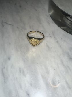Gold Heart Signet Ring