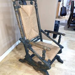 Antique 19th Century Spindle Platform Rocker Spring Rocking Chair