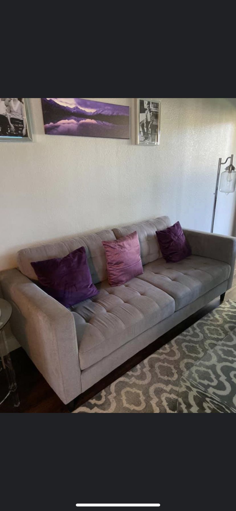 Modern Grey Sofa and Love Seat Set