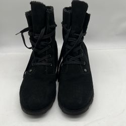 Bearpaw Women’s Harmony Black Suede/Wool Ankle Lace-up Winter Boot Size 11