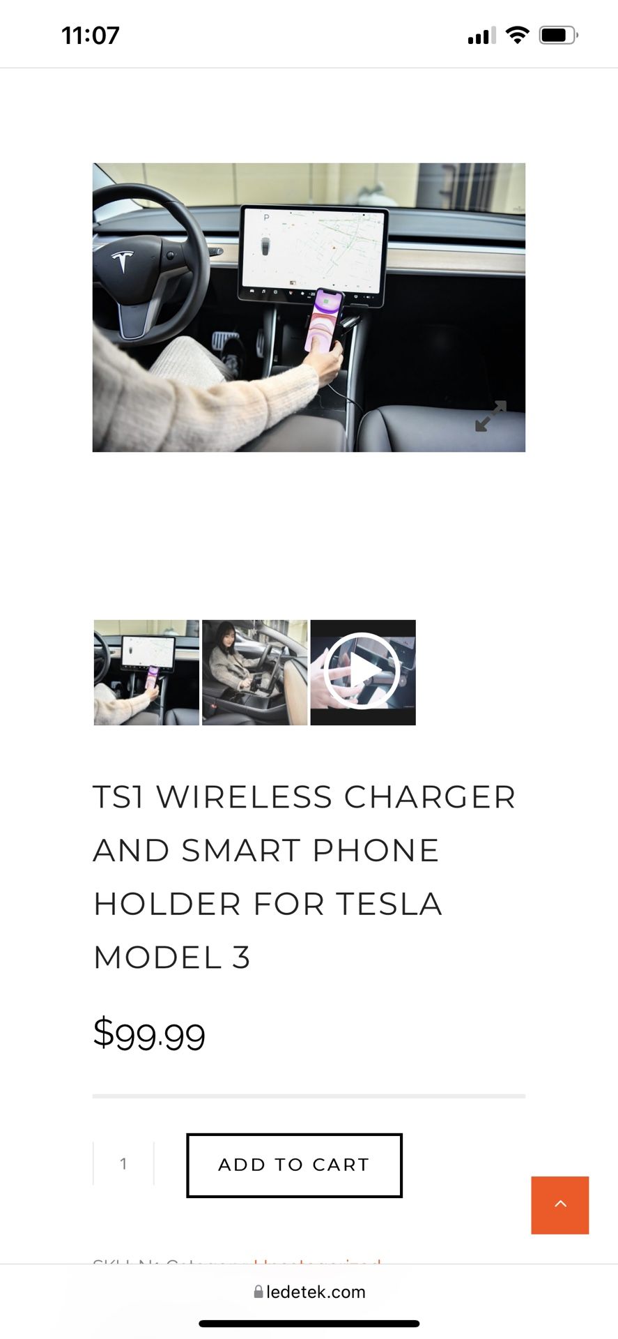 LEDETECH TS1 WIRELESS CHARGER AND SMART PHONE HOLDER FOR TESLA MODEL 3