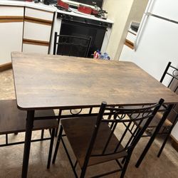 Brand new dining table and chair set, 4-piece modern wooden metal frame 