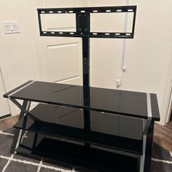 Whalen Glass/Metal TV Stand with Shelves