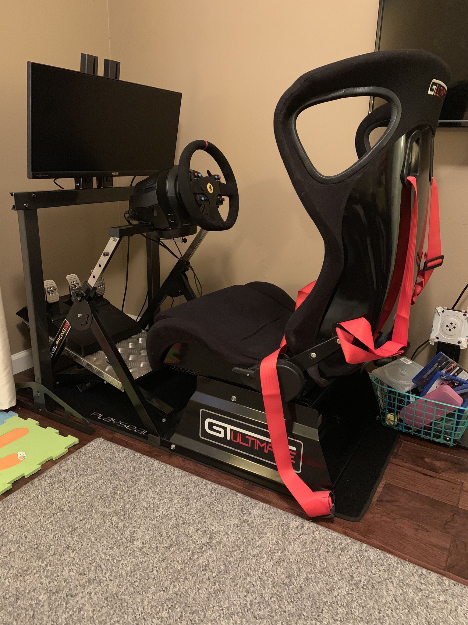 Complete Full Racing Driving Simulator Rig System Next Level Racing Thrustmaster T300 Buttkicker