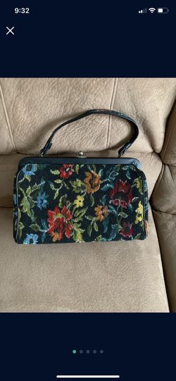 Black Purse With Flowers 