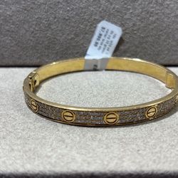 Cartier Style Gold Bangle Bracelet 